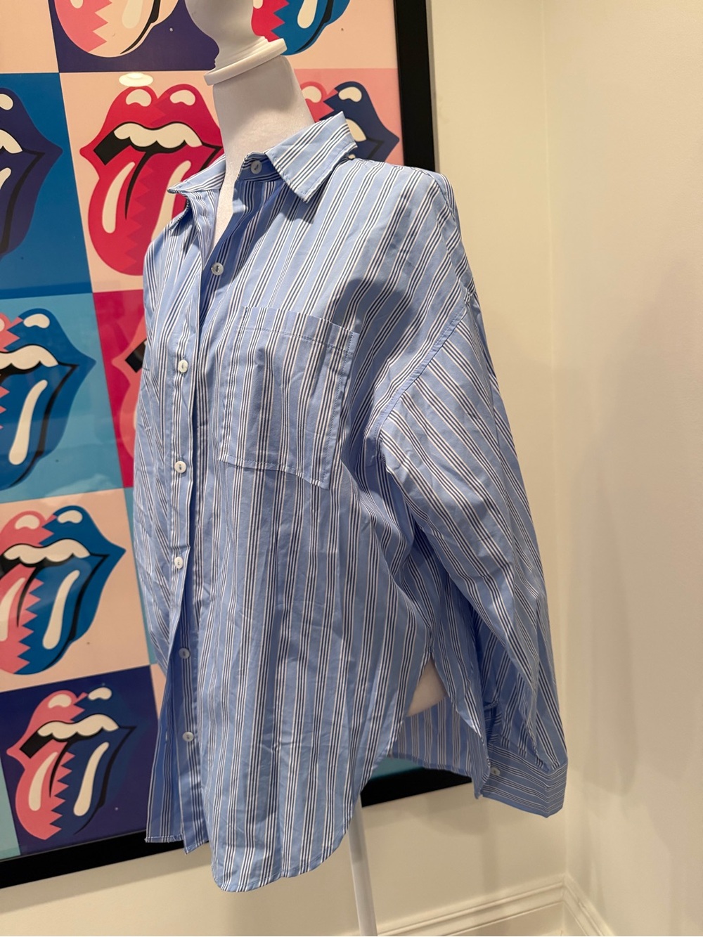 OLIVACEOUS Relaxed Blue Stripe Button-Down Shirt - Picture 2 of 7